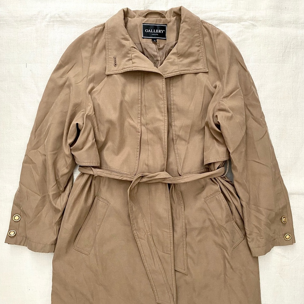 VTG Tan Trench Coat Jacket - Picture 3 of 8